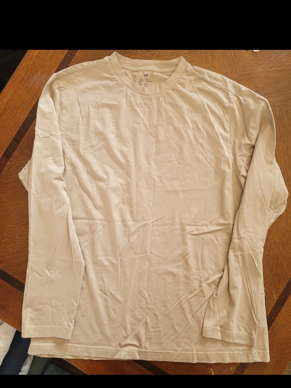 H&M Men's Long Sleeve Crew Neck Shirt - Tan Beige